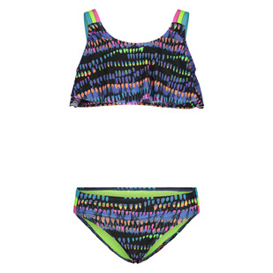 Watercolor Drip Flutter Jr - Girls' Two-Pieces Swimsuit