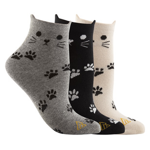 Jacquard Quarter Cats - Women's Ankle Socks (pack of 3 pairs)