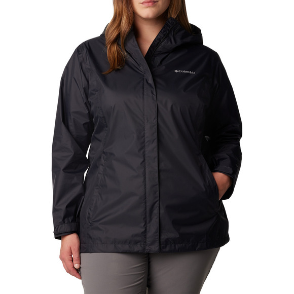 Columbia Womens Plus Size Arcadia II Waterproof Breathable Jacket with Packable Hood White White 1X