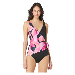 Island Abstract Surplice - Women's Aquafitness One-Piece Swimsuit