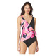 Island Abstract Surplice - Women's Aquafitness One-Piece Swimsuit - 0