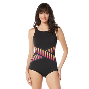 Retro Stripe High Neck - Maillot d'aquaforme une pièce pour femme