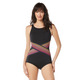 Retro Stripe High Neck - Women's Aquafitness One-Piece Swimsuit - 0