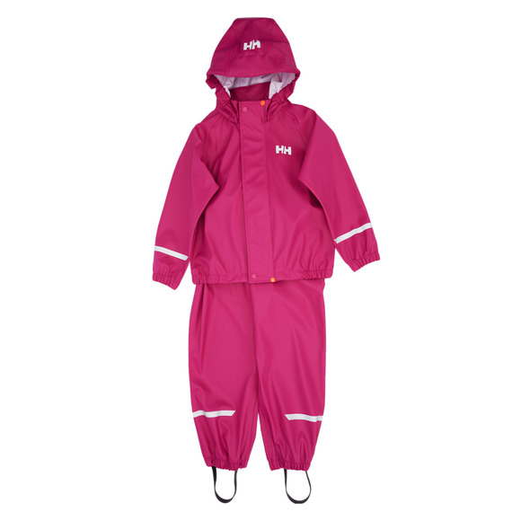 Kids One-piece Raincoat,Unisex Waterproof Rain Suit with Hood Reflective Strip 