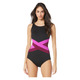 Color Blocked Solids - Women's Aquafitness One-Piece Swimsuit - 0