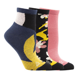 Quarter Crew Flowers - Women's Ankle Socks (Pack of 3 pairs)